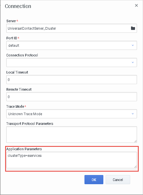 Image of Application Parameters field