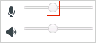 A screenshot of the microphone volume control with the volume slider highlighted. The volume is about 50%.