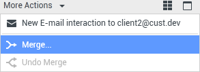 The More Actions menu showing Merge.