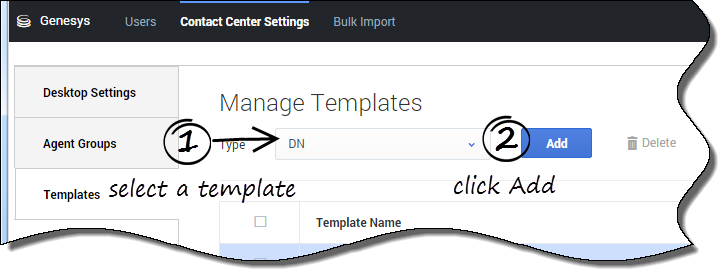 Image of the Add Template window
