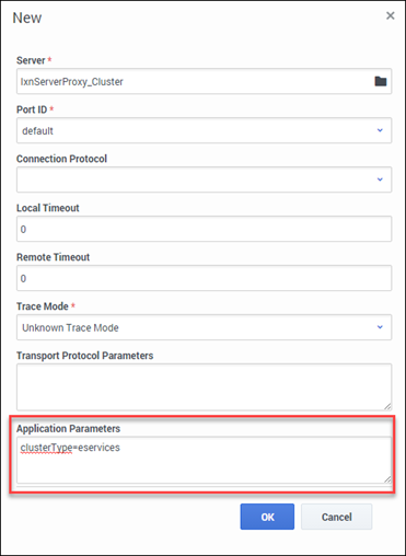 Image of Application Parameter field