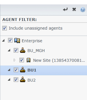 Filtering in the Agents pane.