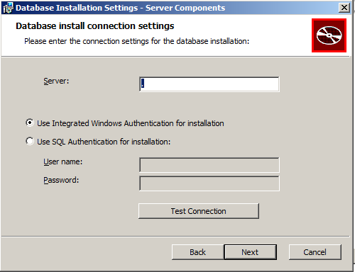 Database server and user account details