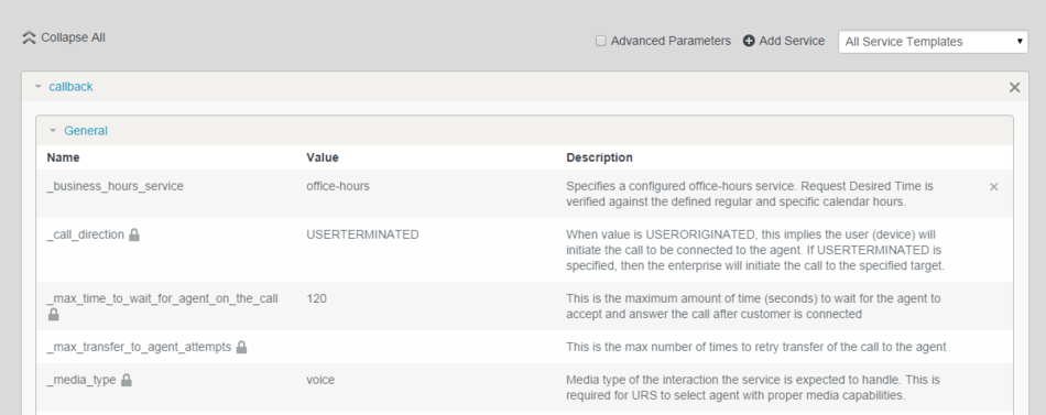 Service Management UI Services, Configured Services