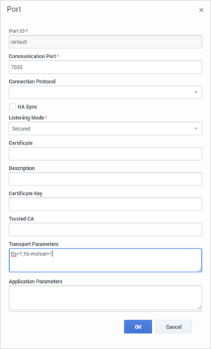 Chat Server Properties Transport Properties in the Ports tab in GAX.