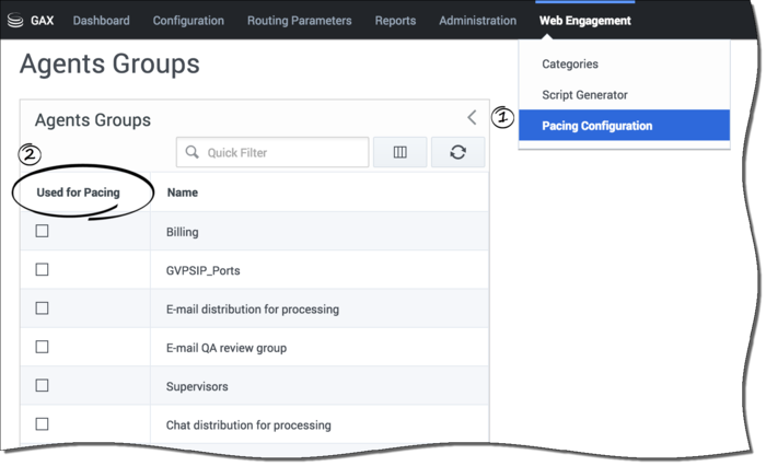 Pacing configuration for agent groups